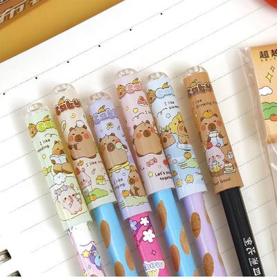 6 szt. Cartoon Kawaii Capybara Pencil Cap Protect Pencil Tip Covers Pencil Extender Creative Pencil Protective Case