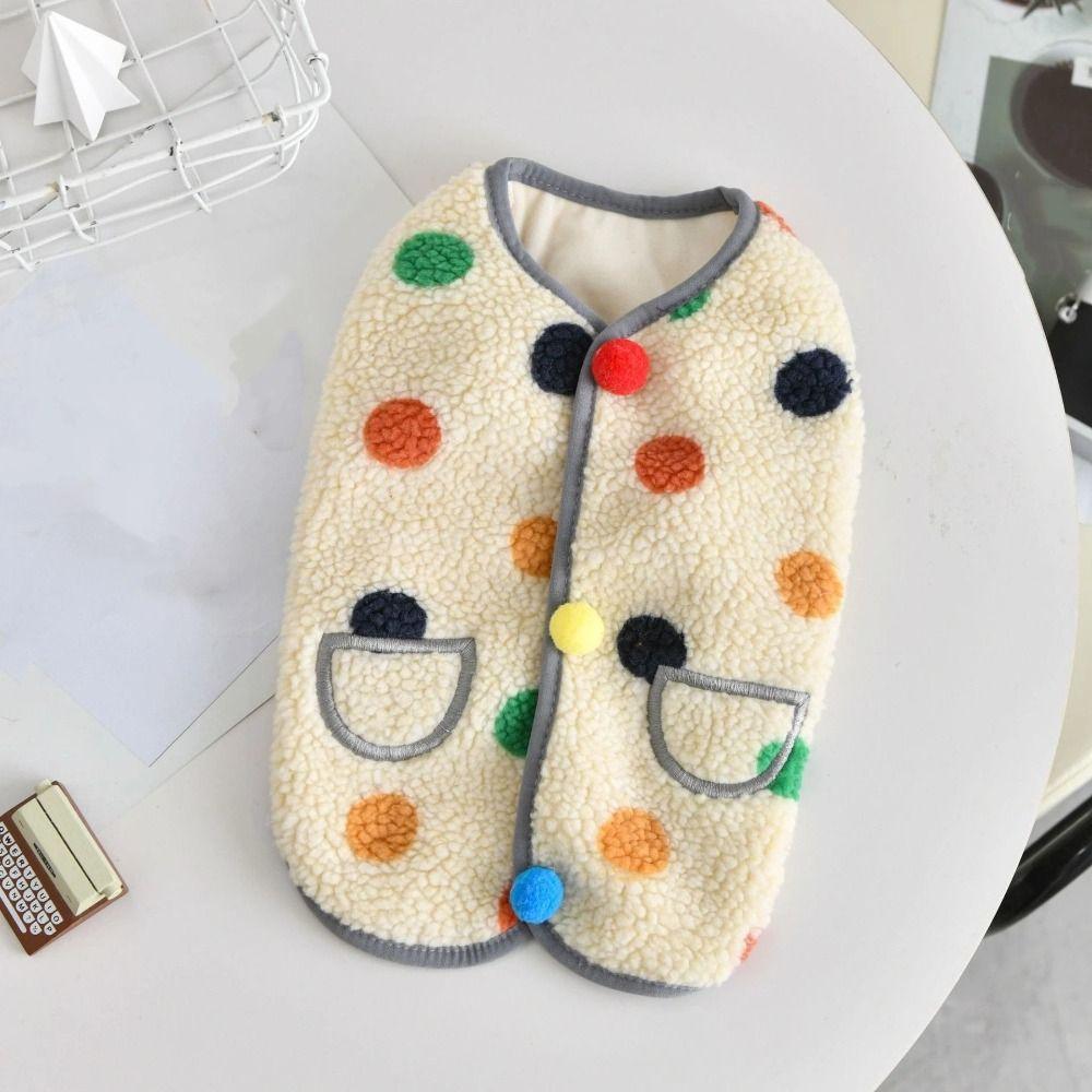Puppy Apparel Warm Dog Hoodie Soft Sleeveless Pet Vest Fleece Dots Pattern Dog Coats Autumn Winter