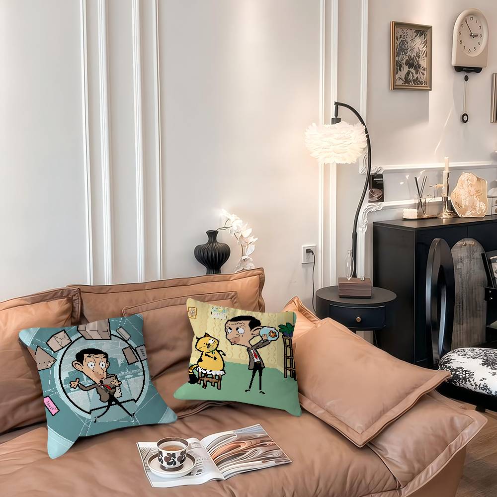 Animated Mr.Bean Cushion Cover Car Throw Pillow Case For Sofa Car Christmas Gift 40x40cm 45x45cm