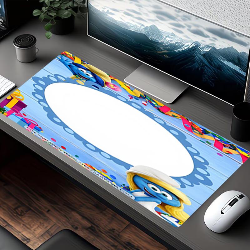 Blue Smurfs Print Mouse Pad, for Keyboard Pad Laptop PC Mat for Office Home Use, Desk Decor, Perfect Birthday Gift for Gamers