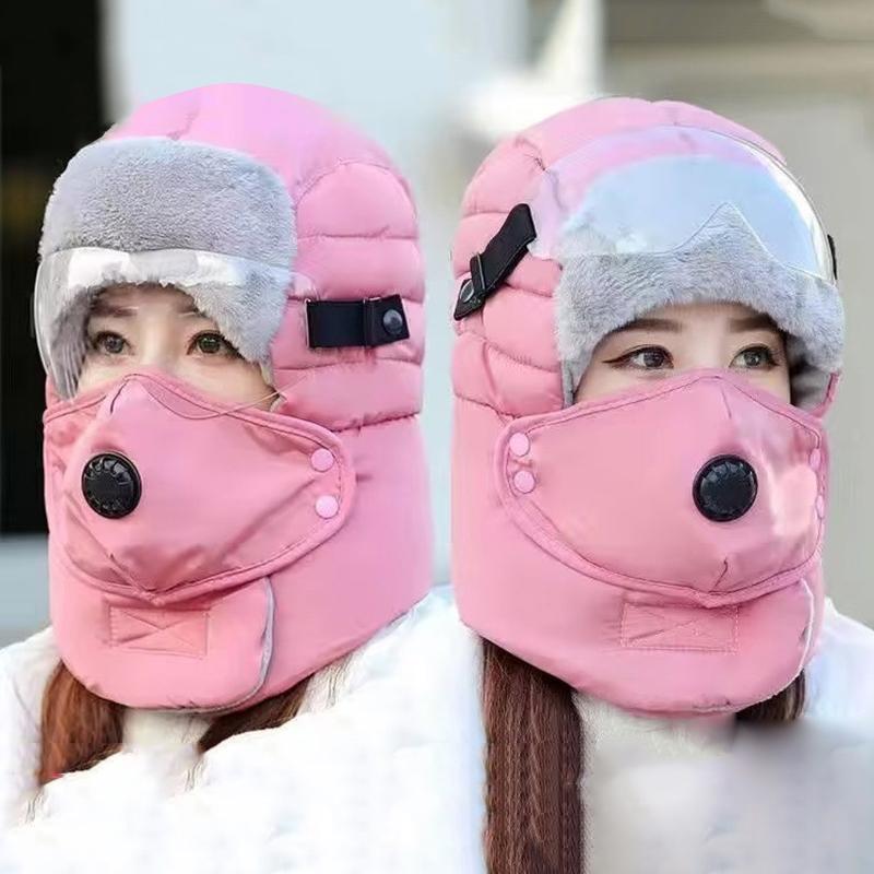 Winter Outdoor Men Women Windproof Ear Protection Face Protection Feng Hat Cycling Goggles Thick Anti Cold Hat Warm Cotton Hat
