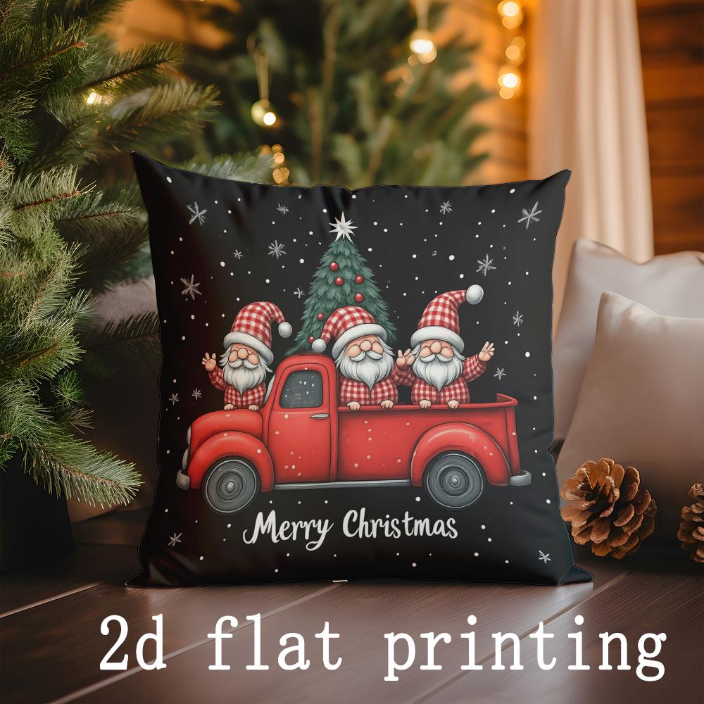 Christmas-themed Cute Animal & Festive Prints Pillow Covers Pattern Cushion Cover Suitable for Sofa Bedroom Car Pillow Cover