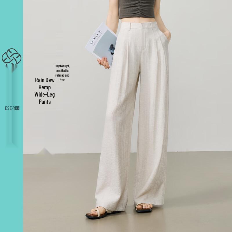 ESE-Y Women's Drapey Linen Blend Wide-Leg Pants