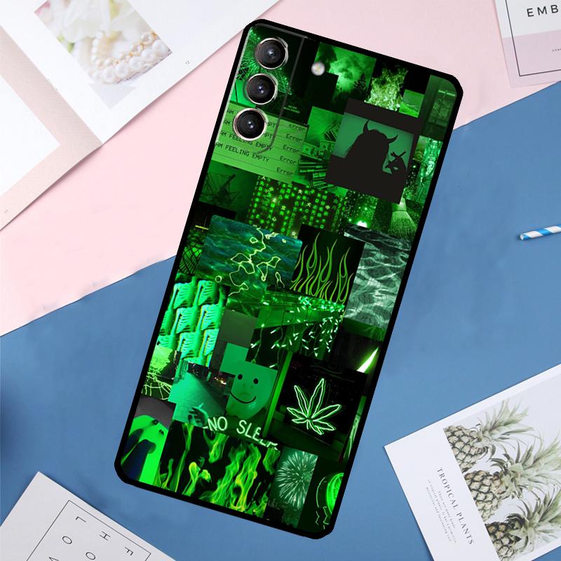 green aesthetic Case For Samsung Galaxy S25 Ultra S24 S23 S22 S21 Ultra S9 S10 Plus S23 FE S25 FE Back Cover