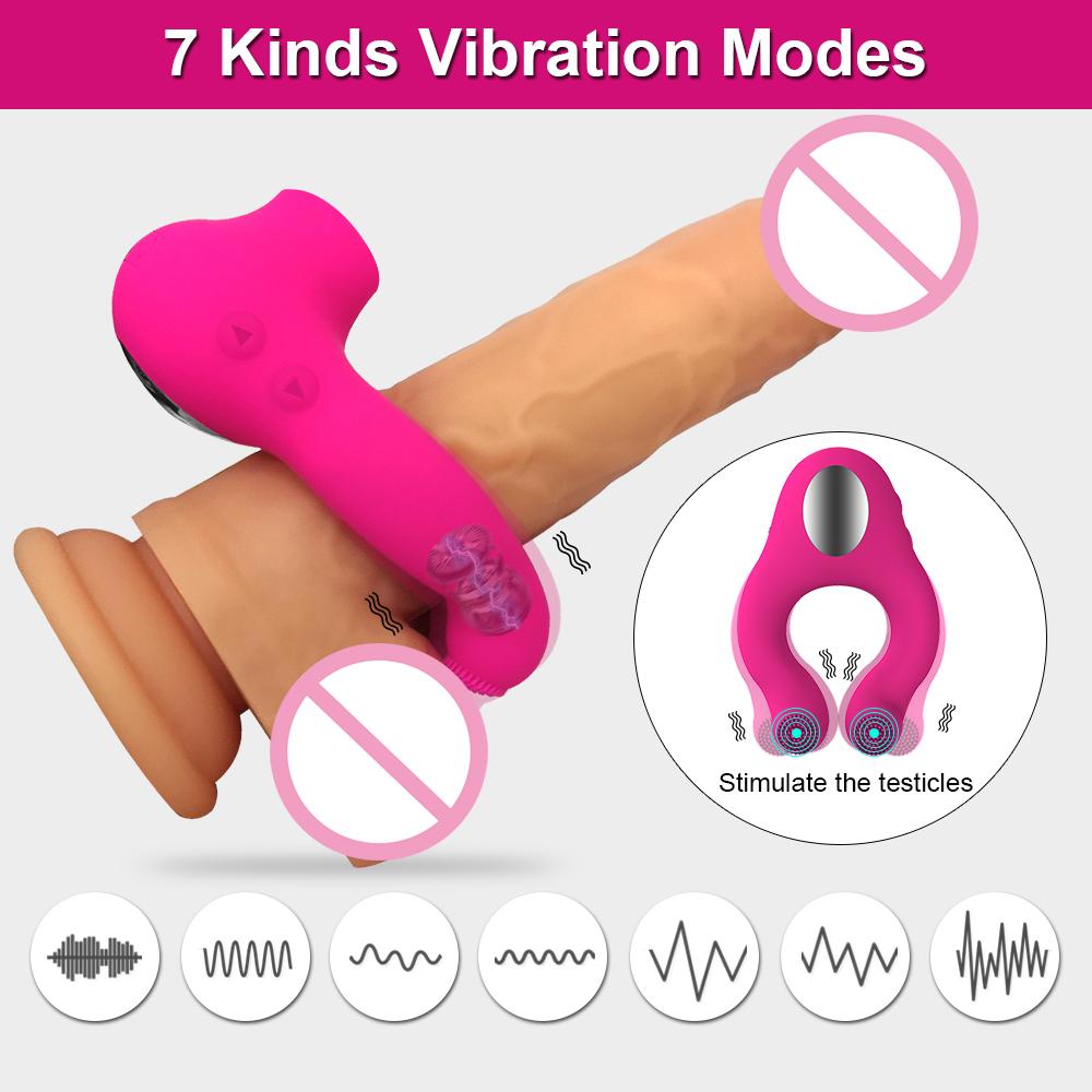 10 Frekvens sugende Vibrator Sex Shop Penisring Clit Suger Cock Ring Voksenprodukter Pungmassasjeapparat Sexleketøy for par