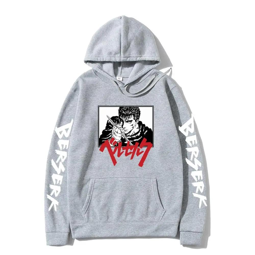 Berserk Anime Kapuzenpullover Guts Augen Aufdruck Herren Damen Manga Hoodies Vintage Pullover Lässiges Lockeres Sweatshirt Harajuku