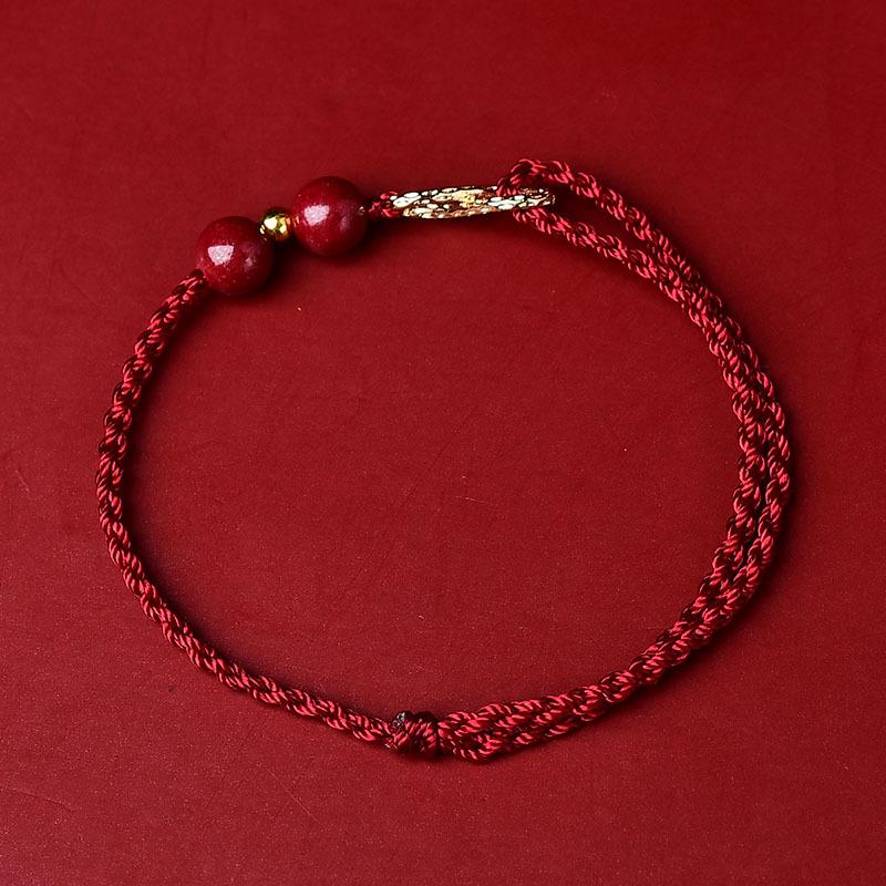 Benmingnian Cinnabar Red String Bracelet & Infinite Richness Anklet Set for Women
