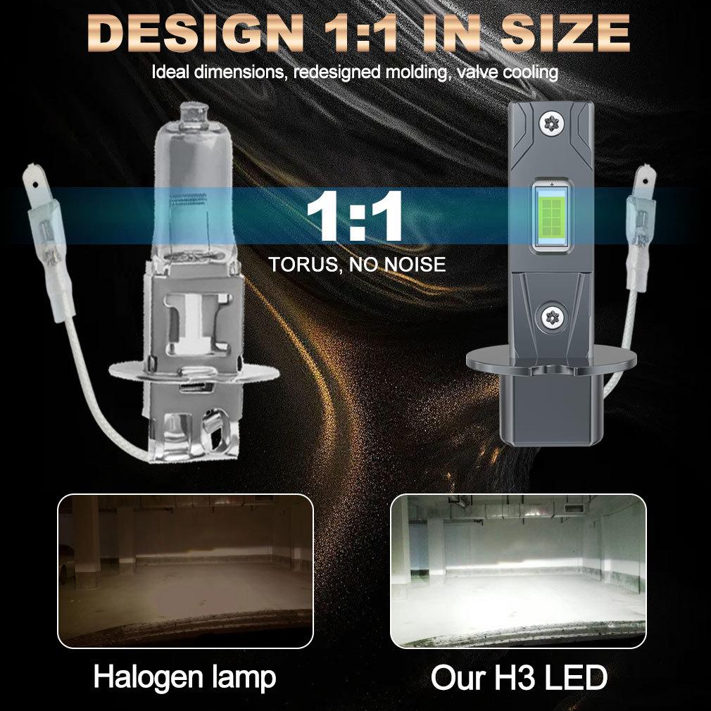 2 buc Becuri LED H3 Canbus Fără Ventil Fază Lungă 6500K Alb Mașină LED Far de Ceață Lampă de Condus DRL Fără Ventil 12V Design Mini