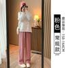 Black narrow wide-leg pants women's spring, autumn and winter velvet high-waisted drape straight casual small corduroy pants