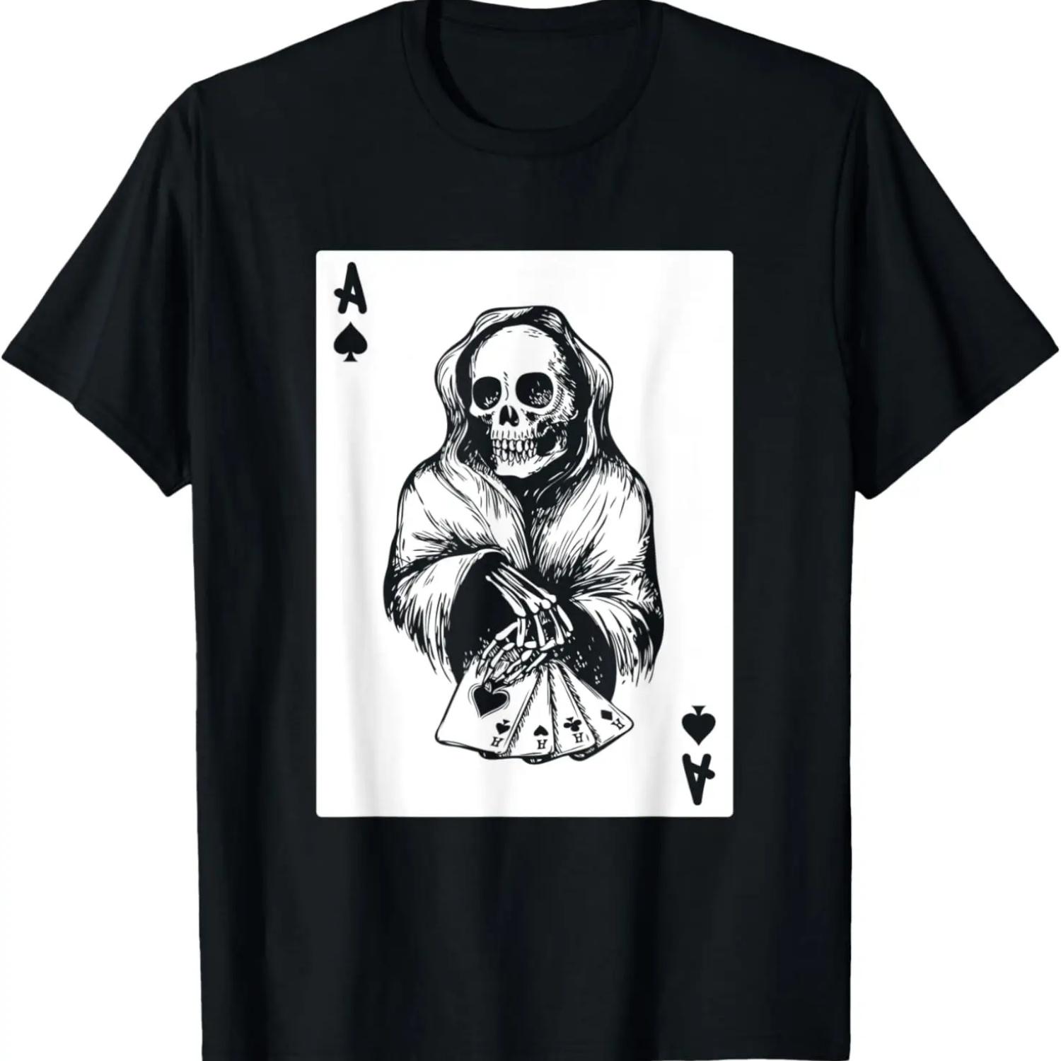 Skull Death Gambler texas holdem Poker Ace Card T-Shirt S