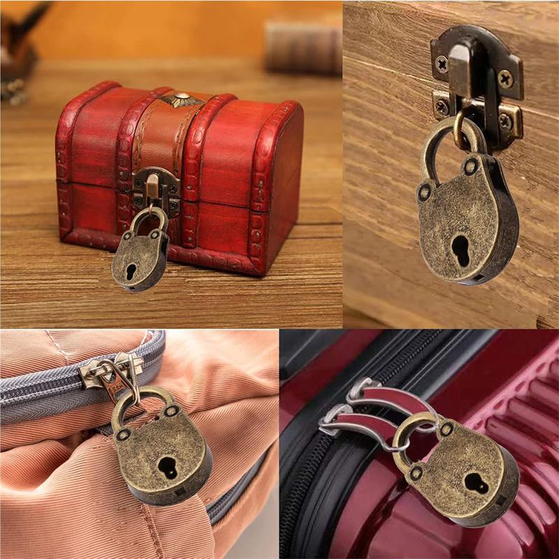 1/3PCs Locks Metal Old Retro Mini Padlock Small Luggage Box Key Lock Bronze Color Home Usage Hardware Decorations