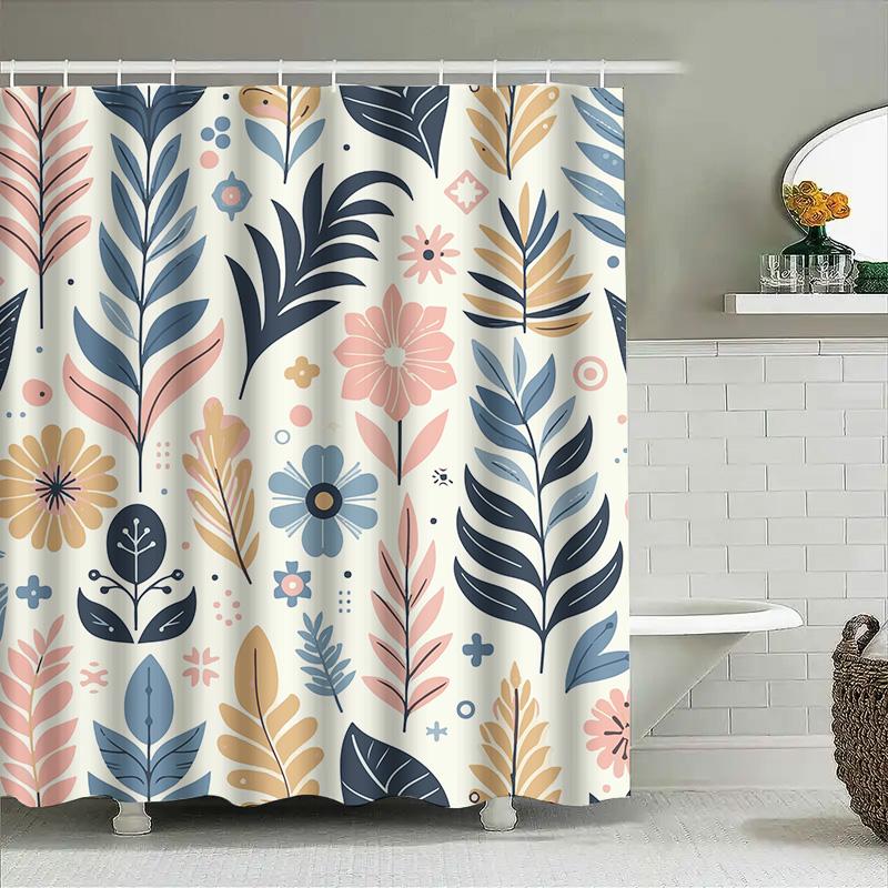 Decorative Shower Curtains Made Of Polyester Fabric Featuring A Colorful Leaf Pattern Suitable For Bathroom Decor In Various Siz