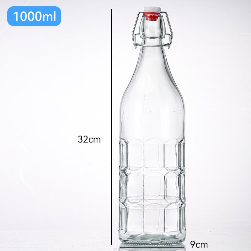 Lock & Lock Transparent Glass Bottle with Square Buckle for Juice, Enzyme, Wine, Homebrew, and Baijiu.