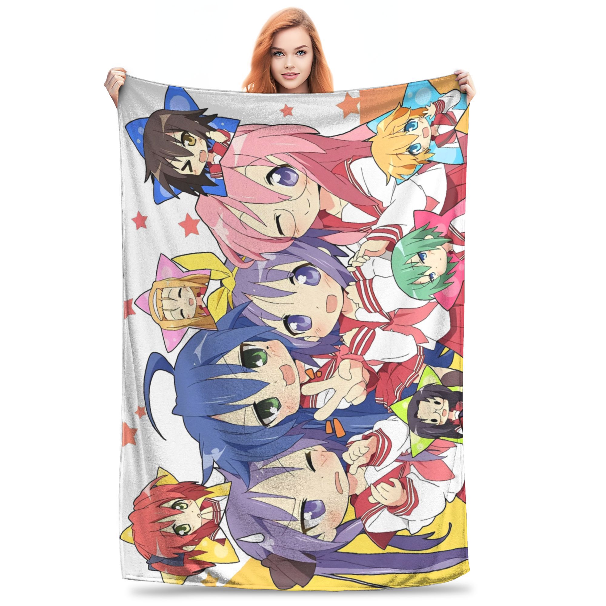 

Lucky Star Anime Miyuki Kagami Tsukasa Konata Blanket Warm Soft Print Plush Throw Blanket For Child Couch Bed Flannel Bed Cover 75x90cm