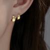 Glossy Stacked Copper Ear Buckles, Electroplated Real Gold Creative Temperament Earrings 3 Pairs Of Earrings Set