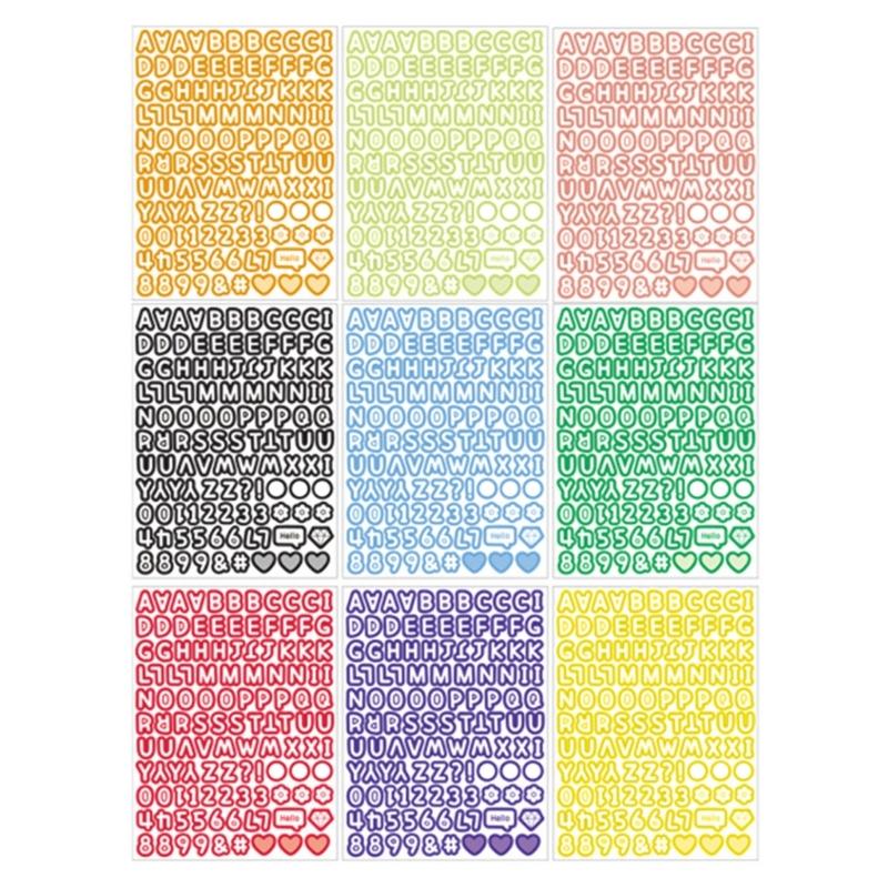 Colorful Alphanumeric Sticker Waterproof Adhesive PVC Letter Number Sticker For Journal Planner Notebook Scrapbooking