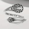 Cross 3D Embossed Flower Opening Adjustable Ring Fashionable Design Ring
