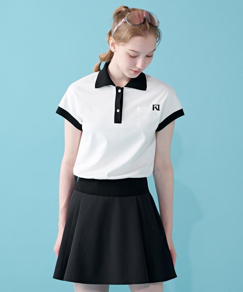 Cream Golf Tuck Flare Skirt