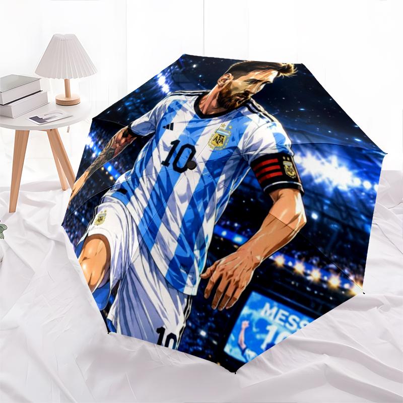 Messi Football Folding Umbrella Durable 8 Paraphenoid Bones Umbrella Gift Umbrella