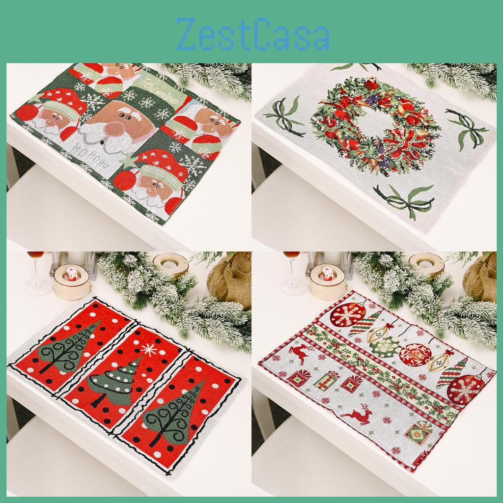 Creative Christmas Table Mats Featuring Colorful Knitted Fabric Designs For Festive Dining