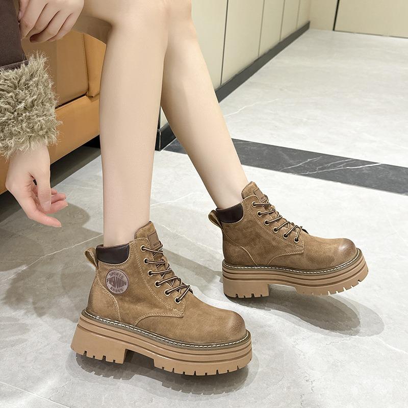 Rhubarb Boots Thick Sole Work Boots Martin Boots Women's Shoes