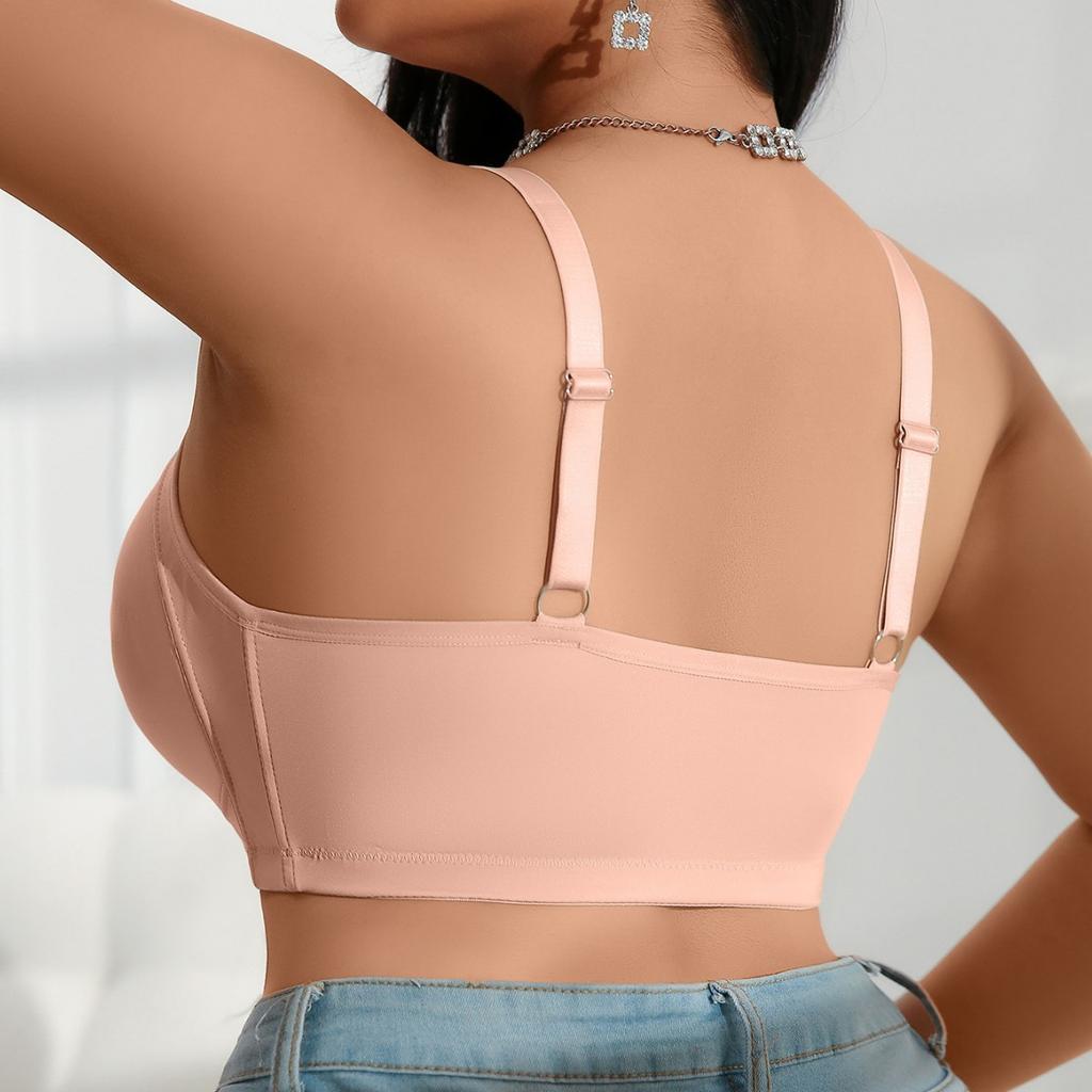 European and American Oversized Front-clasp Bra Without Steel Ring Comfortable Underwear for Running Shockproof and Gathered Beautiful Back Bra