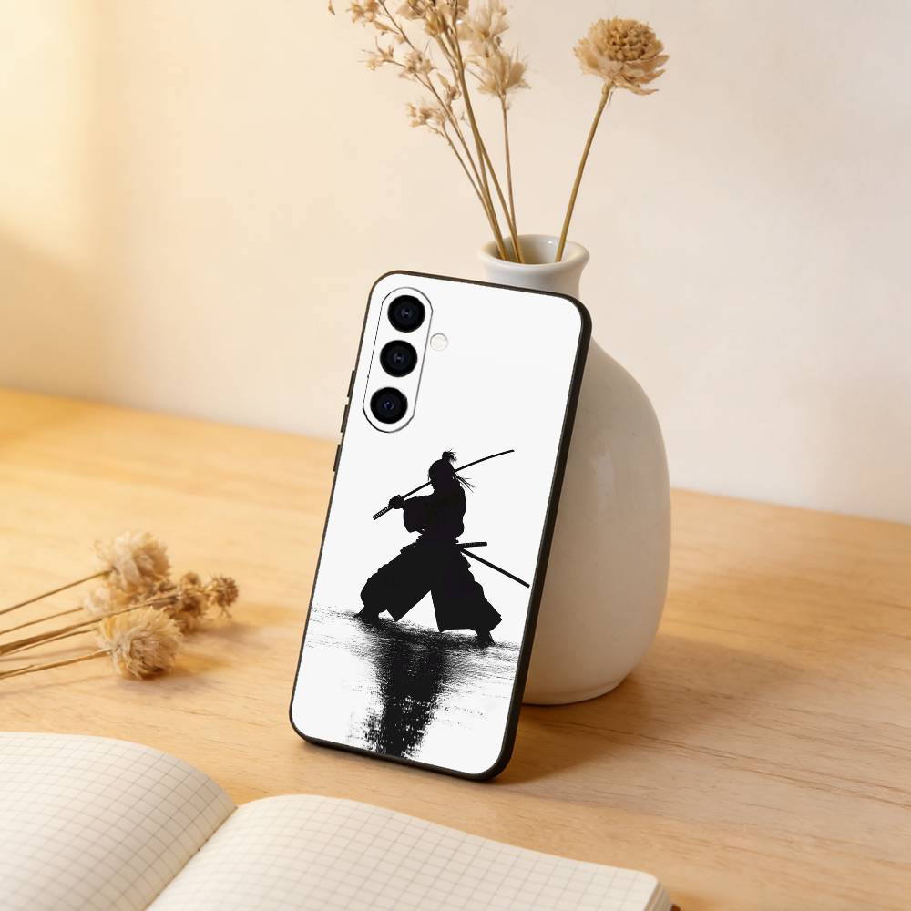 Japanese Bushido Samurai Phone Case Black Silicone Soft For Samsung Galaxy A73,A72,A71,A70,A53,A52,A51