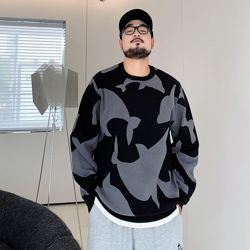 

Мужской свитер жаккардовый большого размера Свитер Мягкая высококачественная ткань Дизайн с круглым вырезом Свободный Повседневный Спортивный С длинным рукавом Вязаный свитер 8XL
