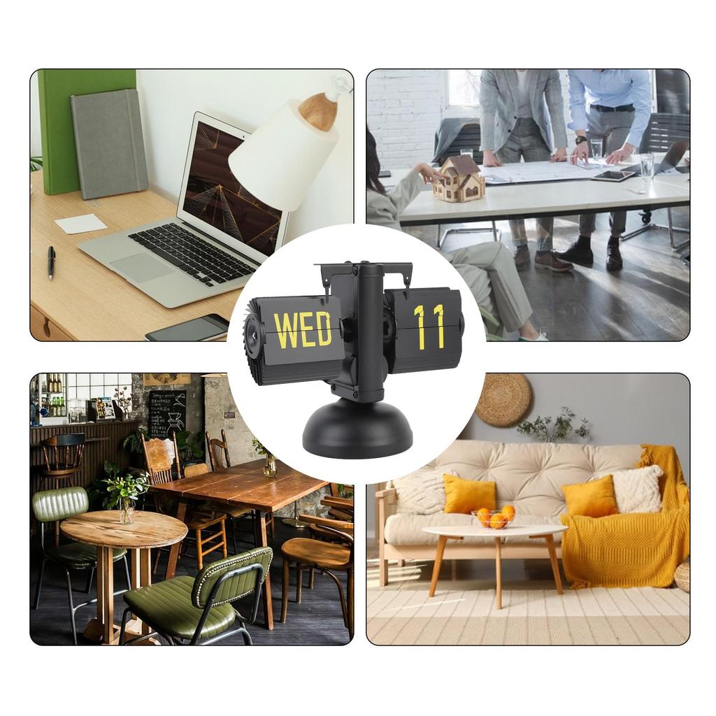 Retro Flip-Down Clock, Classic Mechanical Auto Flip Desk Table Clock, Battery-Powered, Built-in Gear-Operated Clock, for Multiple Home Office Decorati