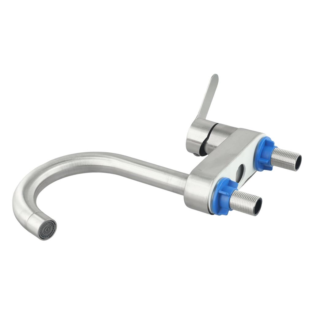 304 Stainless Steel Faucet Kitchen Sink Faucet Bathroom Basin Faucet Cold And Hot Mixer Tap Deck Mounted Double Hole Tap