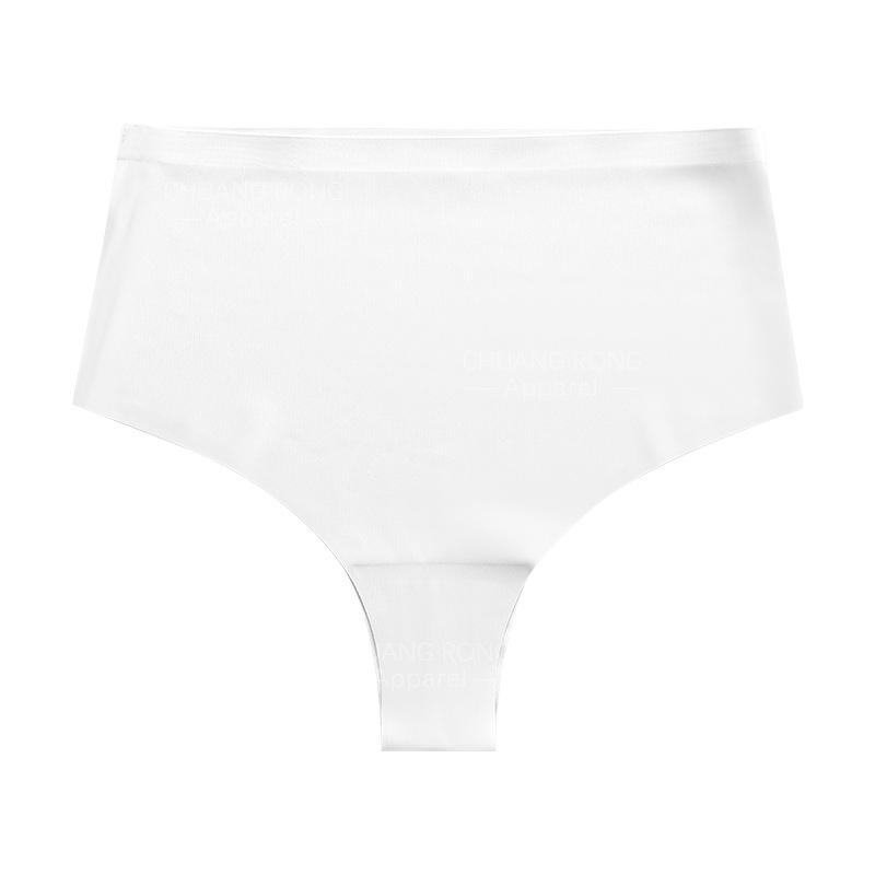 

European and American sexy simple underwear, women s pure cotton crotch one-piece mid-waist seamless ice silk large-size underwear S белый