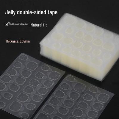 Nail Art Tragbare Gelee Klebeaufkleber - 24 Doppelseitige Unsichtbare Spitzen (Gelb/Weiß Klebeoptionen)