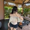 One-word Shoulder Ruffle Edge Super Fairy Short-sleeved T-shirt Women's Summer Pure Desire Hot Girl Sexy Off-the-shoulder Top Is Huge and Beautiful