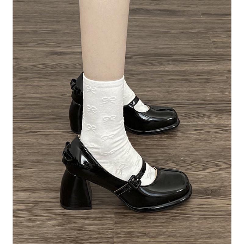 Simple Internet celebrities ins black platform thick heel high heels women's spring and autumn 2025 new retro French Mary Jane shoes