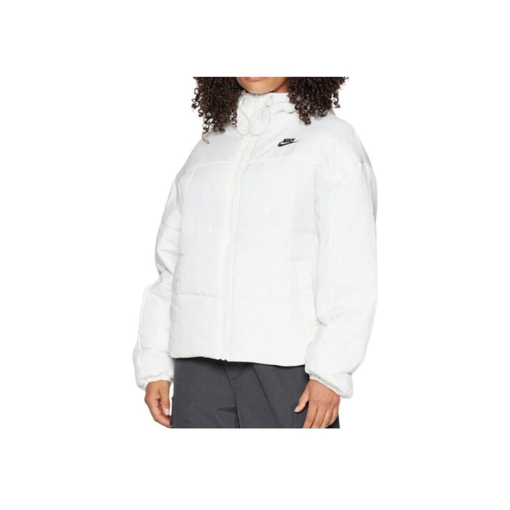 Nike Solid Color Letter Logo Hooded Jacket Women jackets White FB7673-133