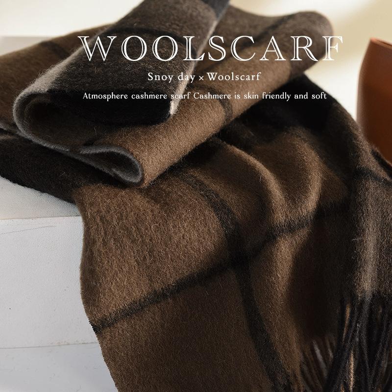 Pure wool scarf men's winter wind warm neck protection scarf boys birthday gift