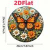 Vintage Metal Sign Butterfly Daisy Floral Artwork Weatherproof Tin Plaque for Outdoor Garden Patio Wall Decor
