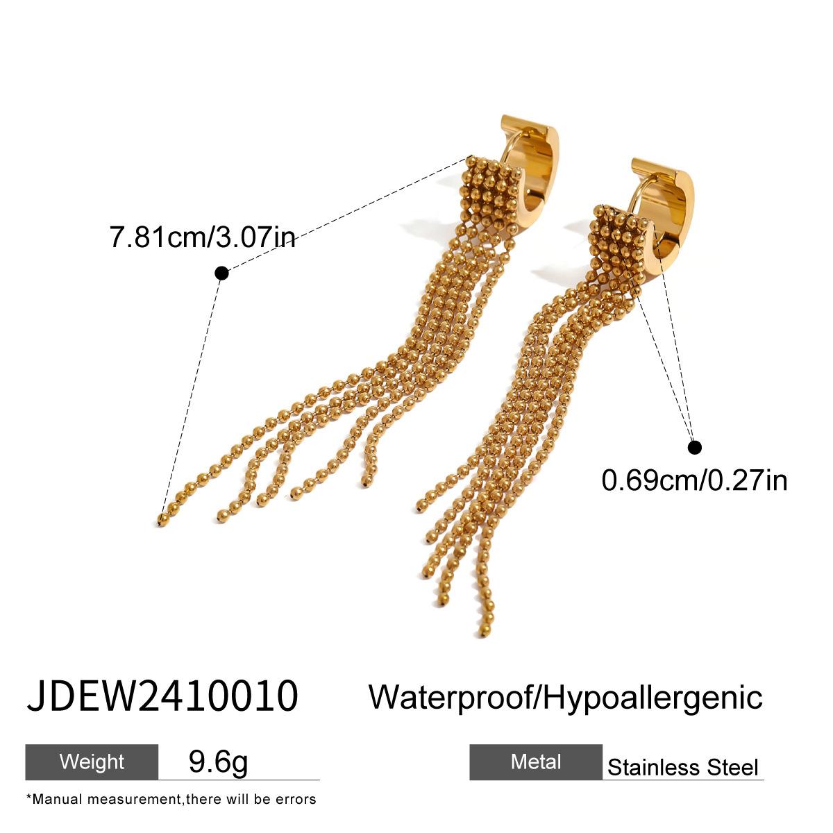 Jiedin European and American stainless steel fringed earrings, stud earrings, ear buckles, titanium steel earrings.