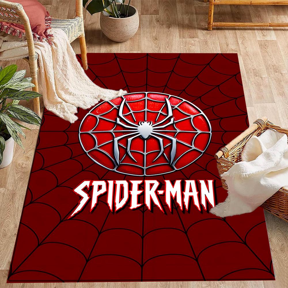 Spider-Man Red Background Non-Slip Rug - Polyester, Home Decor, Suitable for Bedrooms, Living Rooms, Entryways, and Studios