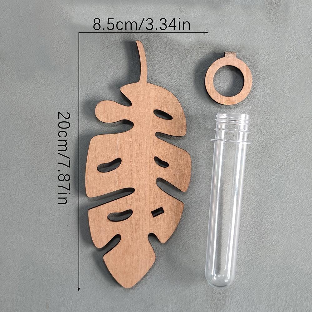 1/2 Pcs Leaf Shape Wall Planters Wooden Wall Hanging Plant Pots with Test Tube Vase Indoor Propagation Station Home Garden Decor
