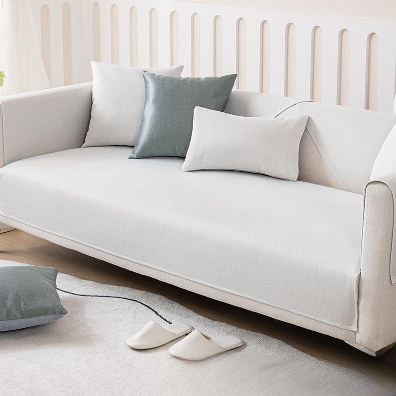 Ice Silk Sofa Cushion Summer Summer Summer Mat Non-Slip Affordable Luxury Style Cushion All-Inclusive Modern Simple Solid Color Universal Cover Towel