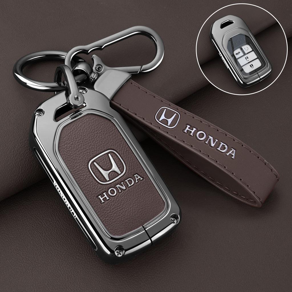 Alloy Leather Car Key Case Fob Cover Shell for Honda 2017 2018 19CRV Pilot Accord Civic Jazz Jade Fit HR-V Freed Accessories