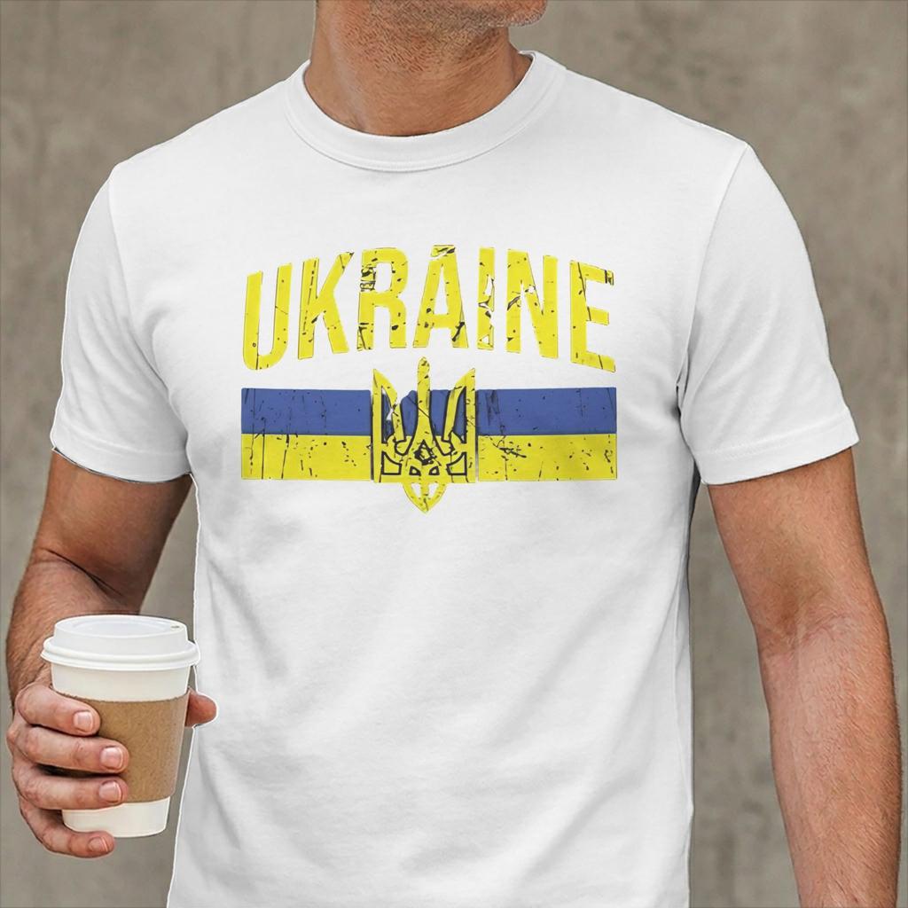 Ukraine Symbol Unisex T Shirt Ukrainian Trident Novelty Tee Shirt Short Sleeve Round Collar Tshirts Cotton Gift Idea Clothes