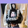 Girls West Highland White Terrier Bow Shoulder Backpack Pu Flower Edge Color Block Casual Bag For Daily Use