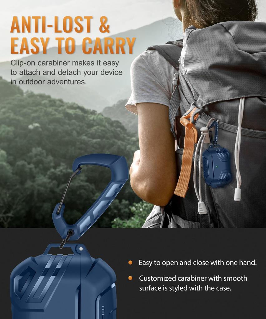 MOBOSI Case Cover for AirPods Pro Generation with Case for Men and Shockproof Protective Case with Keychain Blue 2nd/1st Lock, Military-Grade Women,