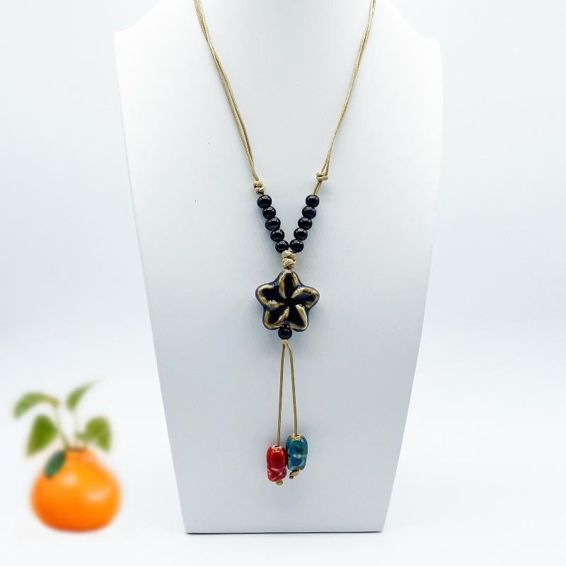 Accessories, Jewelry, Woven Beaded Sweater Chain, Ceramic Necklace, Female Niche Feeling Does Not Fade