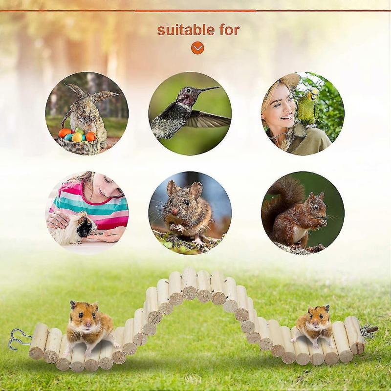 Wooden Pet Ladder Bridge 2 Pieces Soft Animal Bridge Toy Bendable Cage Habitat Toy Hamster Chipmunk/YY