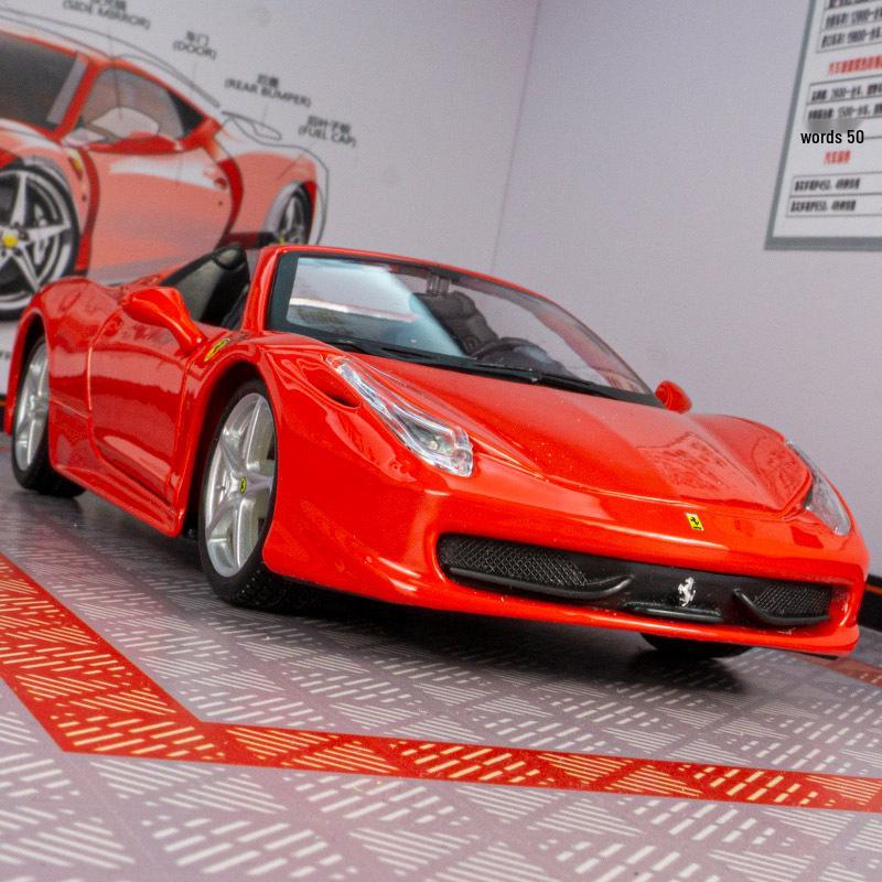 

Ббураго 1:18 Ferrari 458 Spider Кабриолет Спорткар Сплав Модель Украшение красный