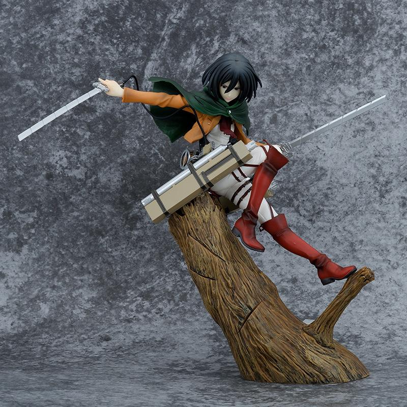 24CM Attack On Titan Mikasa Ackerman Action Figure Anime Character Model Desktop Ornament Collectible Toys Statues Surprise Gift