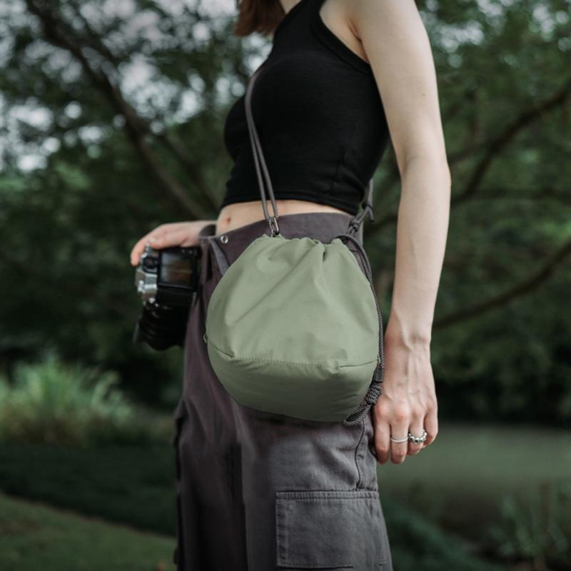 Camera Bag Camera Case Drawstring Soft Camera Bag with Adjustable Strap Vintage DSLR Lens Case Gadget for Travel